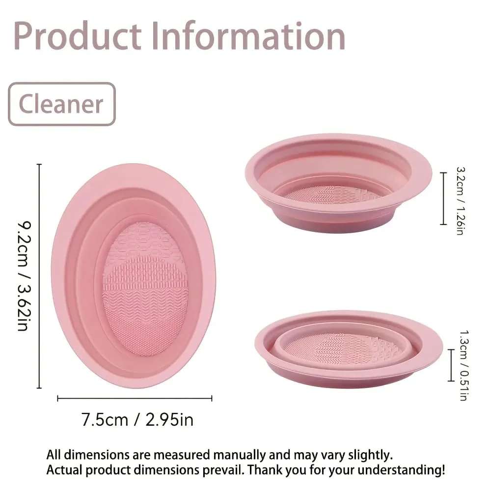 Bol de nettoyage de brosse de maquillage pliable en Silicone, épurateur texturé pour brosses bouffantes, éponges, outil de lavage de voyage Compact — image 4