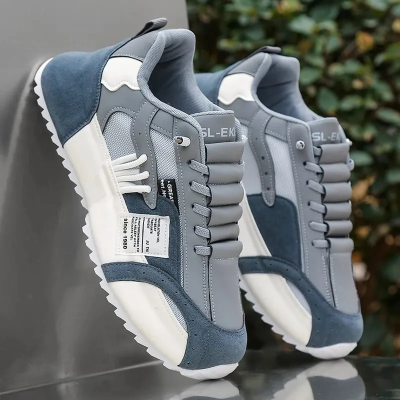 1pair Vintage Style Men'S Breathable Mesh Thick Sole Dad Sneakers - Casual Sports Running Shoes with Lace-Up Closure Faux & Fab — image 1