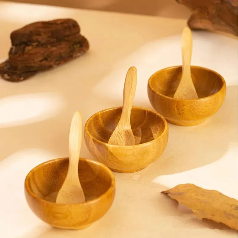5/10/30/50 pezzi di bambù fai da te maschera per il viso ciotola per miscelazione con cucchiaio ciotola per aromaterapia set olio da massaggio cura del viso kit di strumenti per il trucco — image 5