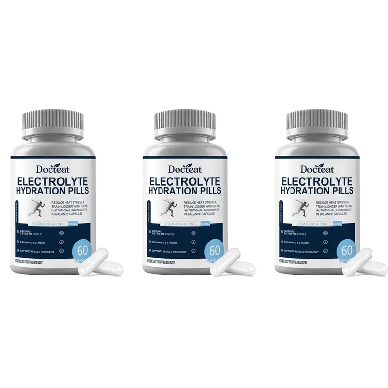 Kapsul Hidrasi Elektrolit dengan Vitamin B6 & Seng untuk Daya Tahan Hidrasi & Dukungan Pemulihan Otot 60 Kapsul