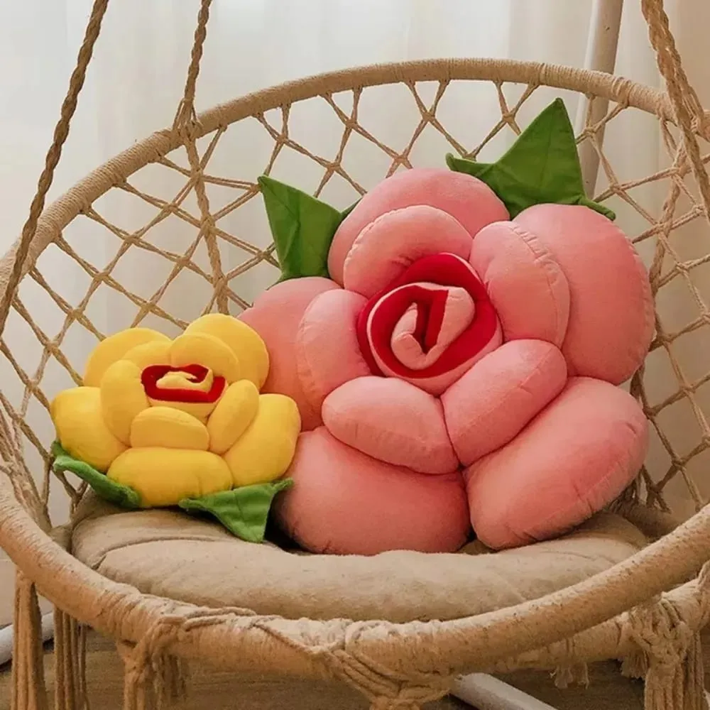 Nuovo grande cuscino a forma di rosa simulato peluche divano cuscino floreale cuscino colorato per interni auto decorazioni per la casa — image 3
