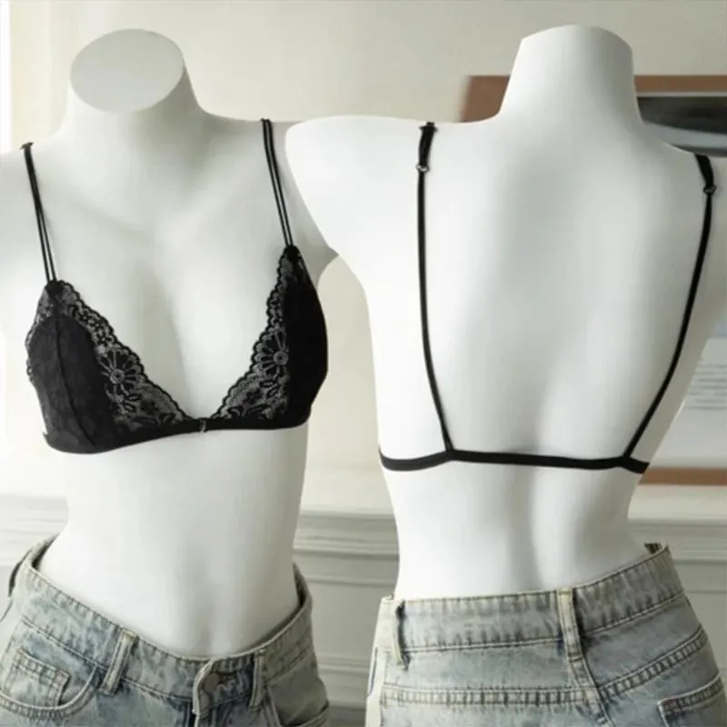 สไตล์ฝรั่งเศสเซ็กซี่ลูกไม้สามเหลี่ยมบาง Bra ปุ่มด้านหน้าผู้หญิงไม่มีแหวนเหล็กไร้สายชุดชั้นในชุดชั้นในที่สวยงามกลับ bra — image 7