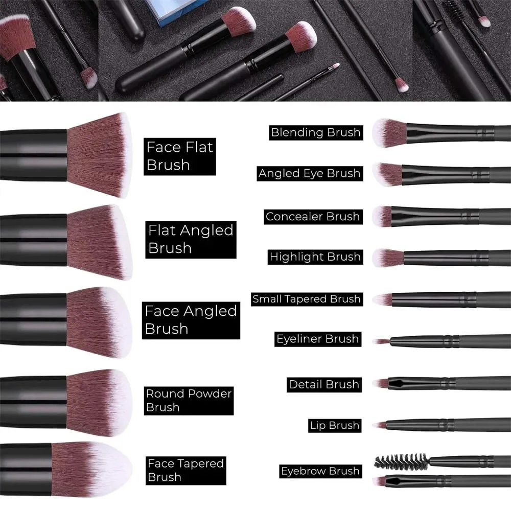 Juego de brochas de maquillaje profesional, 14-16 Uds., Kit de maquillaje Premium, base de pelo sintético, sombras de ojos potentes, herramientas de belleza para mezclar — image 2