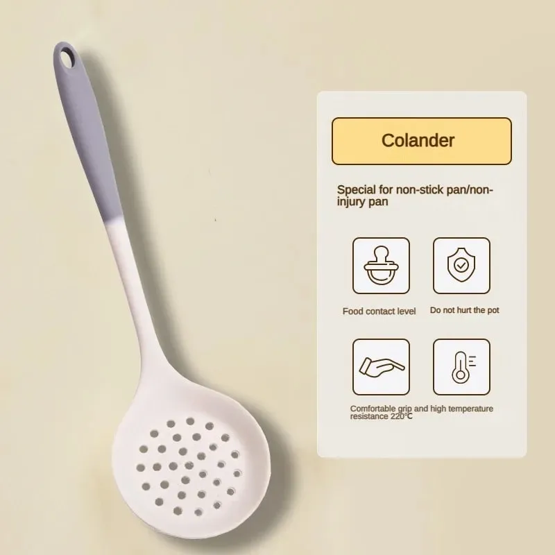 Juego de 1/2/3/4 espátula de silicona gris y blanca, juego de cuchara para sopa, sartén antiadherente, herramientas de cocina, kit de cocina