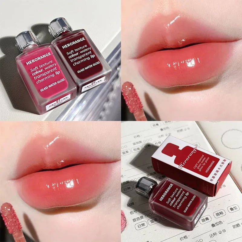 Water-Glow Mirror Lip GLOSS Long Lasting Moisturizing Hydrating Lip Tint แต่งหน้า Skin-Brightening ลิปสติกผู้หญิงเกาหลีเครื่องสำอาง — image 12
