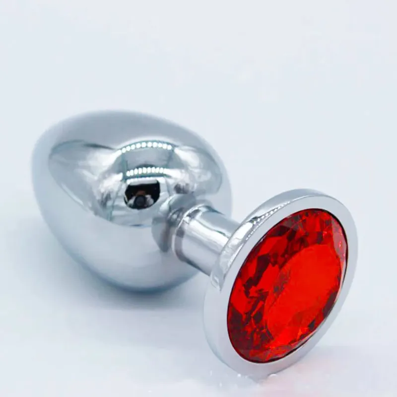 Petite Crystal Stainless Steel Silver Butt Plug Impermeabile Base svasata rotonda Prodotti del sesso caldi Amanti delle coppie