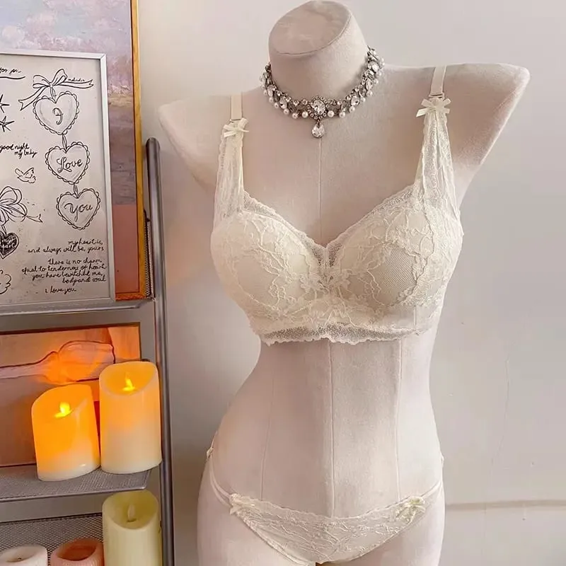 セクシーなBANERDANNI Halter Lace Bra Bow Soft Lace Fabric Padded Push Up Wireless Soft Innerwear Lingerie Small Bust All Day Comfort — image 2