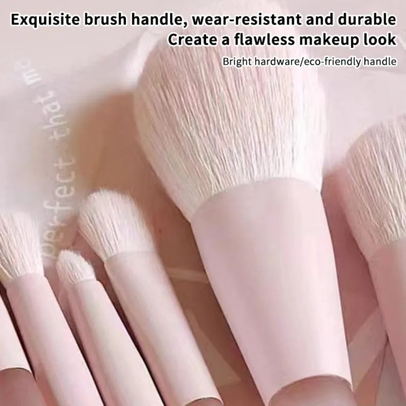 【B】Set di pennelli per trucco da viaggio con manico rosa da 10 pezzi, fondotinta sintetico in polvere, ombretto, mini set di pennelli per trucco — image 5