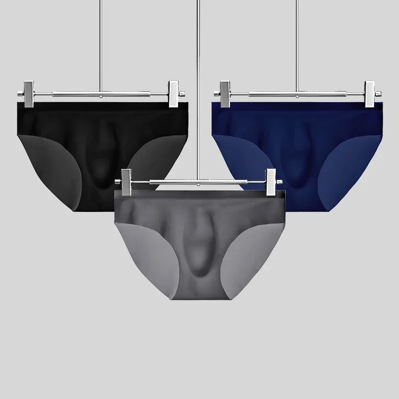 3PC Herrenunterwäsche aus Eisseide, Sommer atmungsaktiv, schnell trocknend, nahtlose Shorts, transparent, ultradünn, personalisierbar — image 5