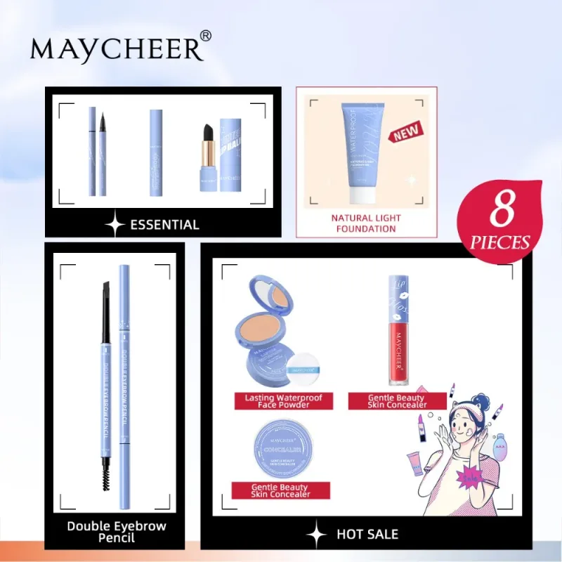 プロのメイクアップキットファンデーションパウダー口紅リップグロスアイライナー眉毛ペンシルフルフェイス化粧品セット女性旅行用 — image 3