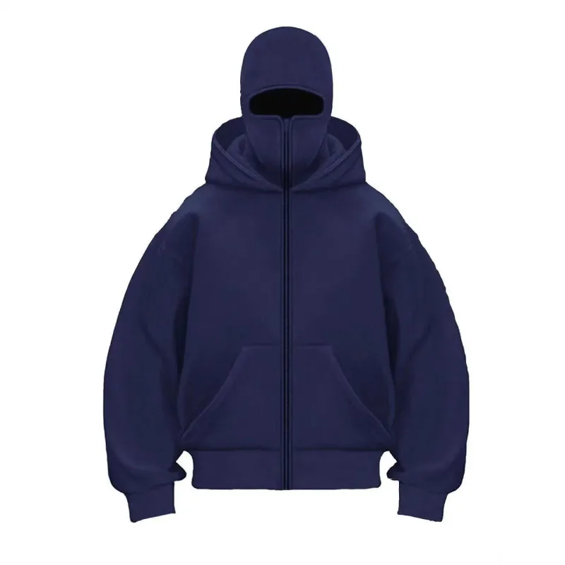 Men's Double-Capped Hooded Jacket For Car And Motorcycle Riding, Warm And Plush, Fashionable And Loose, With Zipper Hood — image 4