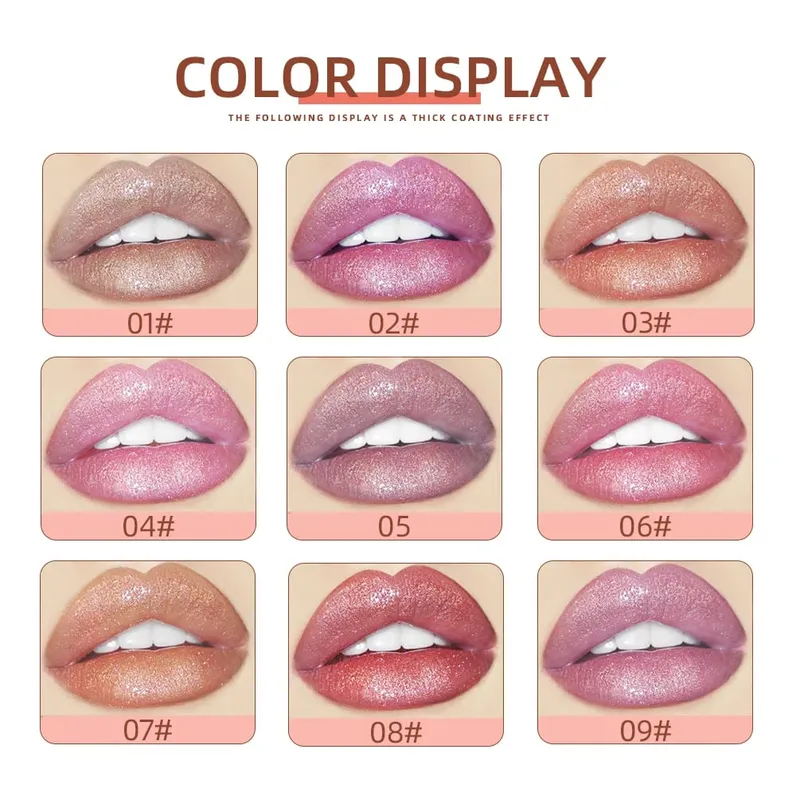 9 Pz/set Glitter Lip Smalto Rossetto Liquido Set Shine Lip Gloss Confezione Regalo Idratante Naturale Impermeabile Trucco Labbra — image 2