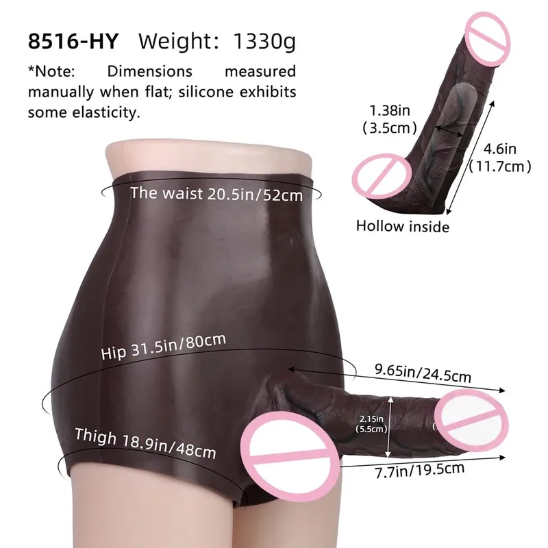 Ultra Realistic Hollow Dildo Panties Silicone Briefs Strapon Penis Extend Sleeve Pants Sex Toys For Men Dick Enlargement — image 11