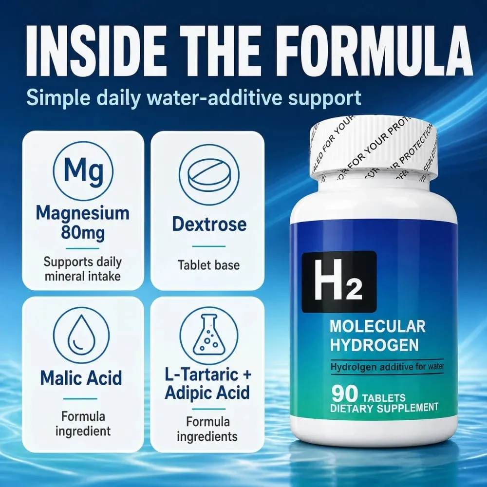 分子状水素タブレット H2 マグネシウム 80mg 抗酸化エネルギー脳の健康 無香料非遺伝子組み換え 90 錠栄養補助食品 — image 3