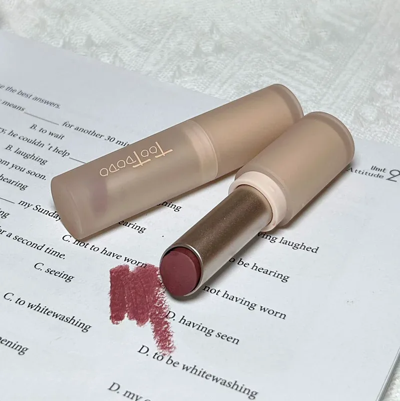 Toot Dodo Matte Lip Lumpur Cool Brown Ketepuan Rendah Kalis Air Mekap Bibir Berkabus Tahan Lama — image 4