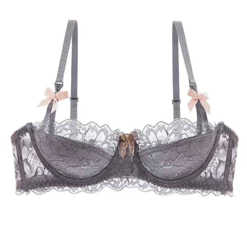 Set Bra Gadis Telinga Arnab Cup Pure Desire | Bra Tarik Atas dengan Bow | Bra renda Perancis bernafas | Malam Tarikh Cawan Anti-gelincir