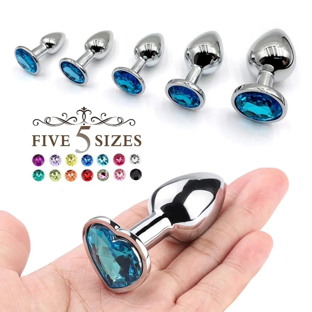 Tapón Anal de Metal con Base de gemas para principiantes a expertos, consoladores de masaje de punto G con tapón Anal de 5 tamaños, juguetes sexuales para parejas femeninas/masculinas para adultos — image 1