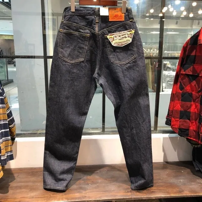 Jean en Denim délavé à lisière rouge Sakura, 100% coton, ample et droit, pantalon de travail américain rétro Amekaji, 14oz — image 3