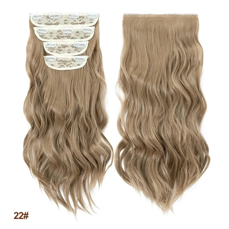 4 pièces ensemble pince dans les Extensions de cheveux mettre en évidence ondulé bouclés longs postiches synthétiques pour les femmes 22 pouces 180g pinces à cheveux cheveux — image 19