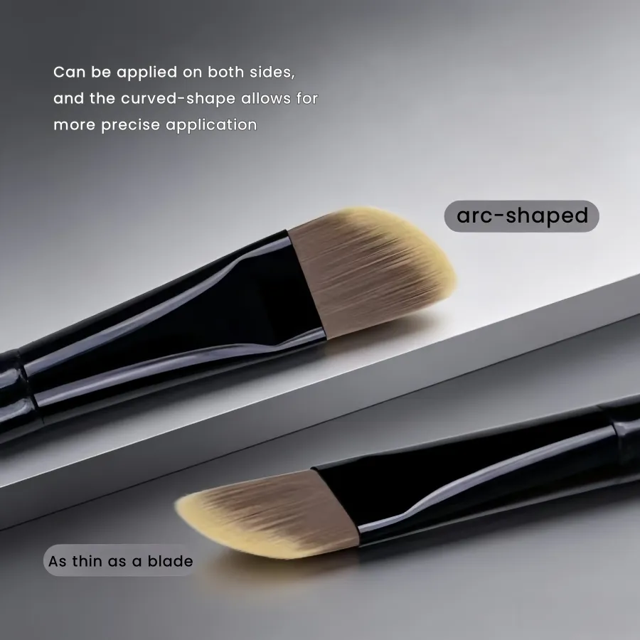 แปรงแต่งหน้ารองพื้นโค้งสีดำ Blush Beauty Foundation Facial Mask Care โลชั่น Make Up Brush Tools — image 4