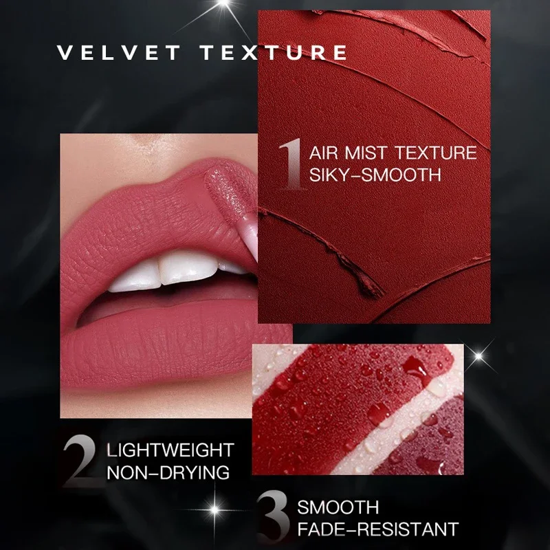 Wasserdichter flüssiger Samt-Matt-Lippenstift, transparentes, feuchtigkeitsspendendes Lippenöl, perlmuttartige, satte Farbe, Lipgloss-Tönung, dauerhafte Kosmetik — image 5
