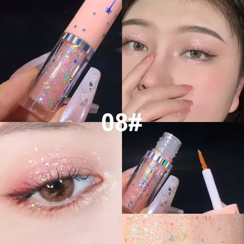 Paillettes blu Liquid Eyeshdaow Glitter Gel Penna per eyeliner metallizzata lucida Diamond Shimmer Strumento per il trucco di bellezza per occhi impermeabile