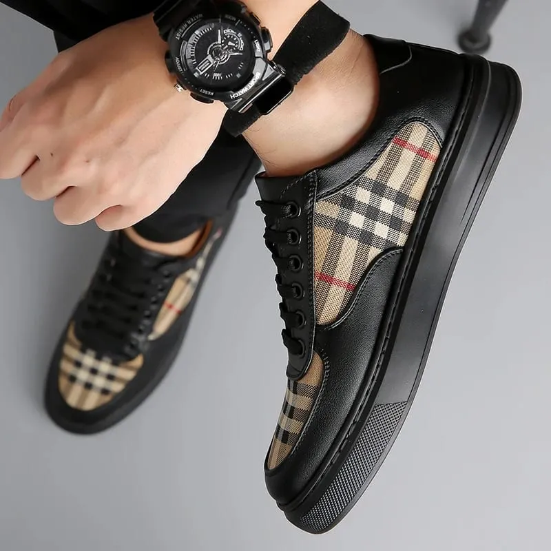 Men's Plaid Patchwork Casual Sneakers Lace‑up Low‑top Walking Shoes Fashion Daily Outdoor Flat Footwear — image 4