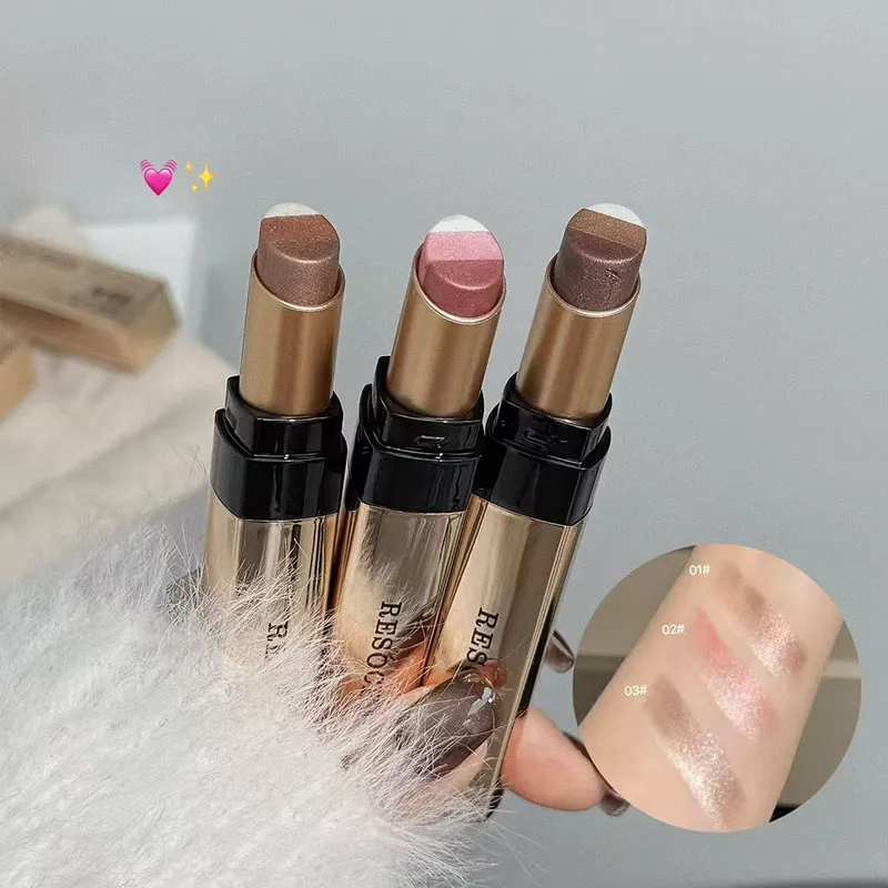 3 สีอายแชโดว์ Shimmer Glitter Cream อายแชโดว์กันน้ำ Lasting High Pigmented METALLIC อายแชโดว์ดินสอแต่งหน้า — image 2