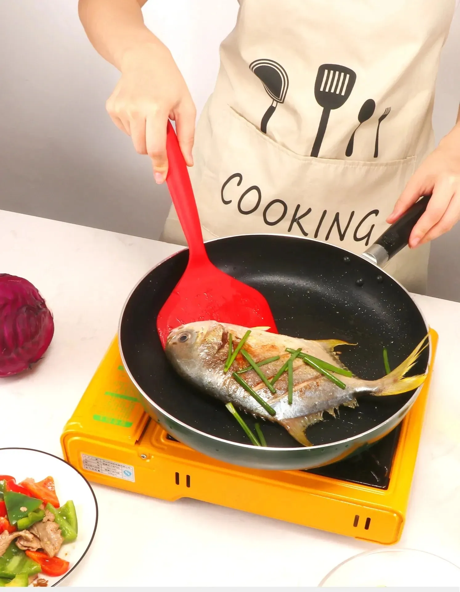 ไม้พายซิลิโคนแพนเค้กพลั่วไข่เจียว Spatula Turner สำหรับไข่ปลาแพนเค้ก Non Stick กว้างนุ่มพิซซ่า Shovel Kitchen Scraper — image 5