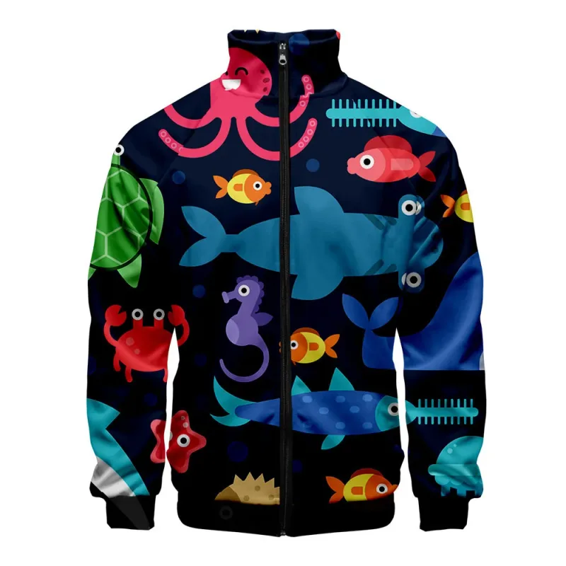 Popular Marine animals dolphin 3D Print Zipper Raglan Jacket Windbreaker Boys/Girls Comfortable Stand Collar Jackets Coats — image 33