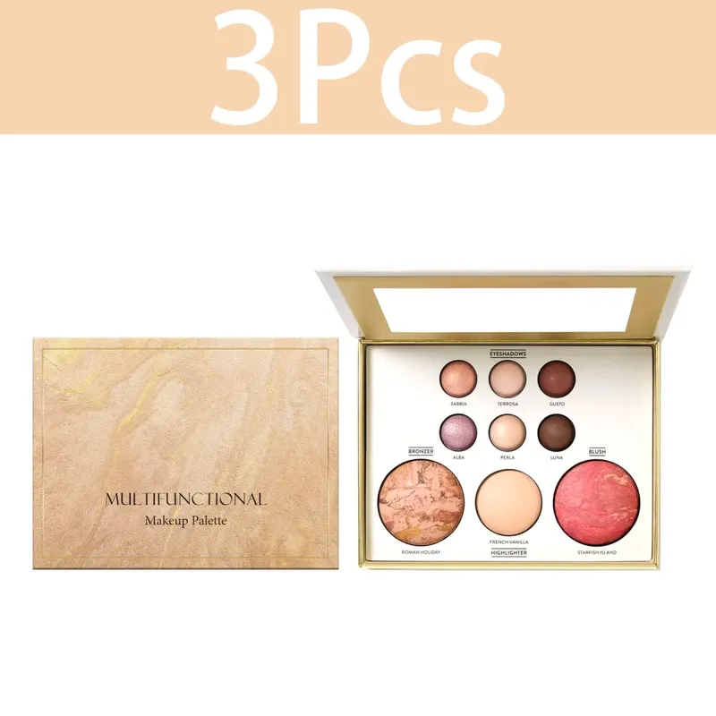 Paletka makeupu Zvýrazňovač očních stínů Blush Bronzer All-in-One Paletka na obličej Třpytivá matná cestovní velikost kosmetická sada Vánoční dárek — image 9