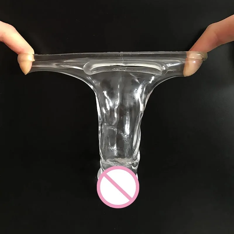 Highly Elastic Crystal Condom Reusable Penis Extender Sleeve Delay Ejaculation Pagpapalaki ng Penis Intimate Goods Mga Sex Toys Para sa Mga Lalaki — image 3