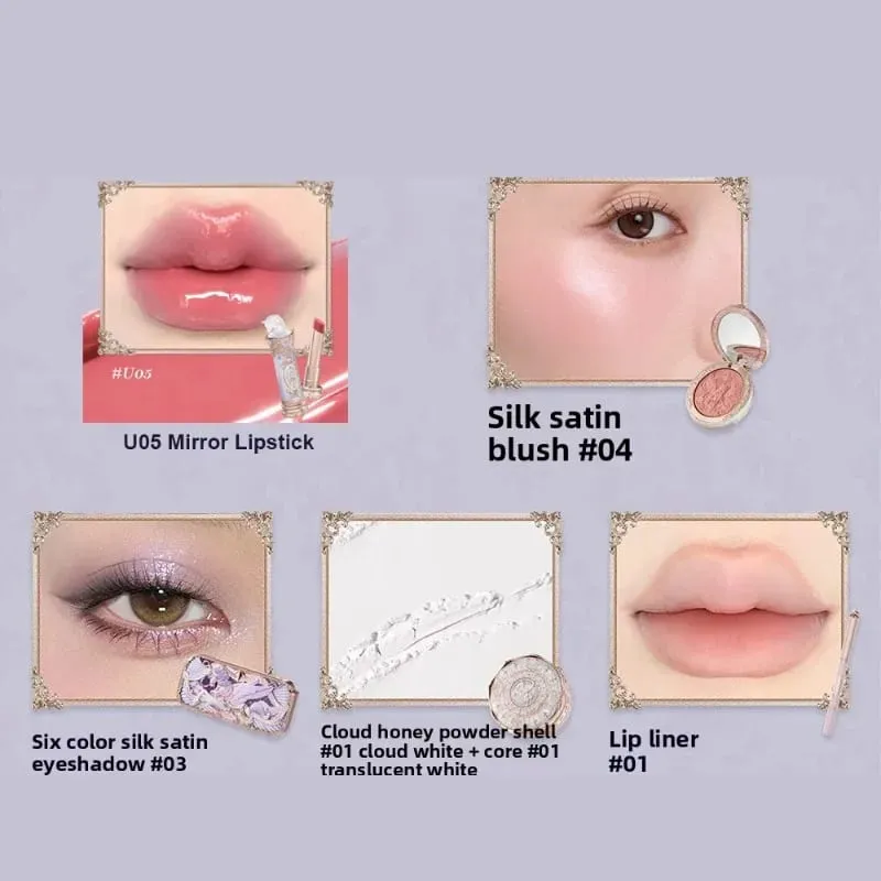 Flower Knows Shell Jewel Collection Set Hadiah Makeup Profesional Eyeshadow Blush Lip Glaze Setting Powder Correcting Primer Kit — image 8