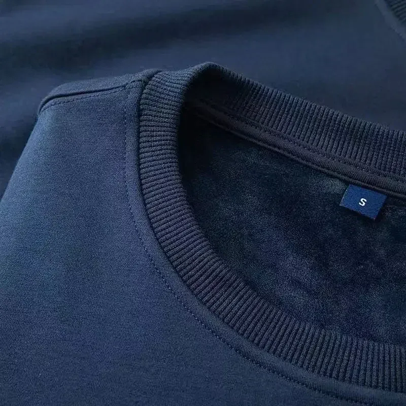 Sudadera gruesa de felpa de algodón de 600G, suéter fino de felpa pesado, suéter de cuello redondo sólido, suéter cálido para otoño e invierno — image 12