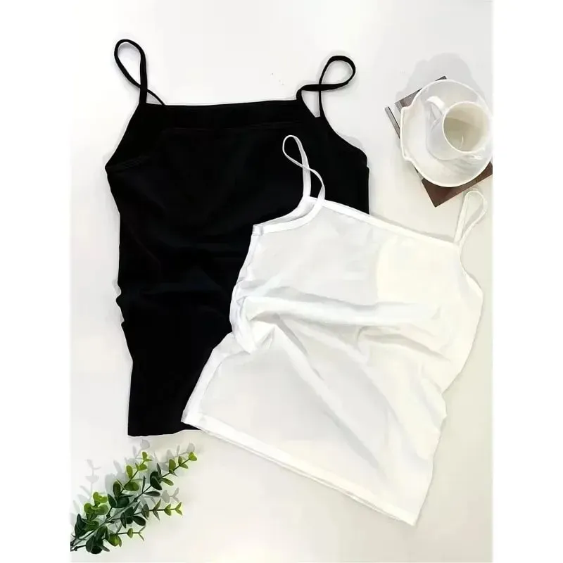 Wanita Musim Panas Spaghetti Strap Cami Tank Top Beach Flip‑flop Seashell Print Tanpa Lengan Kamisol Kasual Percutian Y2K Pakaian Harian Tops — image 5