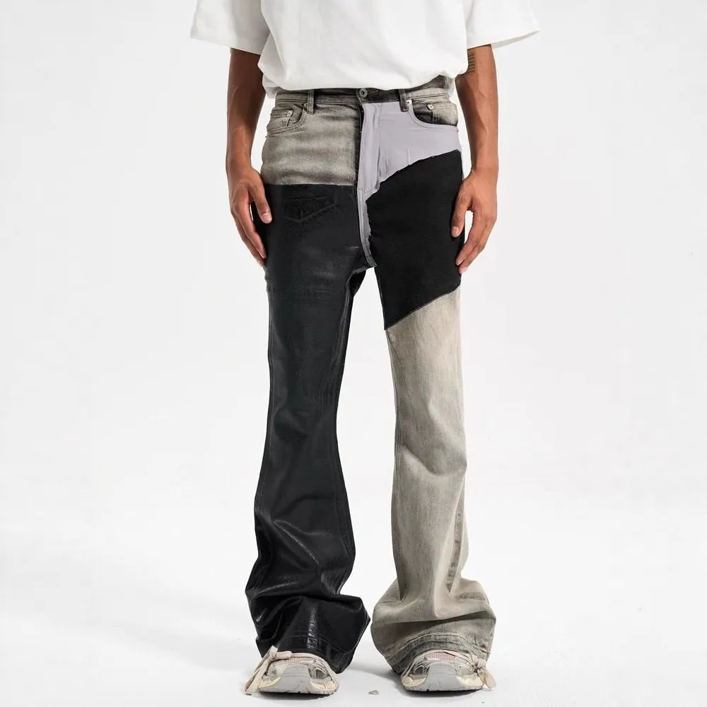 Ανδρικό χρώμα Contrast Casual Trendy Απλό Basic Slim Flare τζιν παντελόνι Four Seasons New Fashion Ανδρικό τζιν παντελόνι Streetwear — image 3