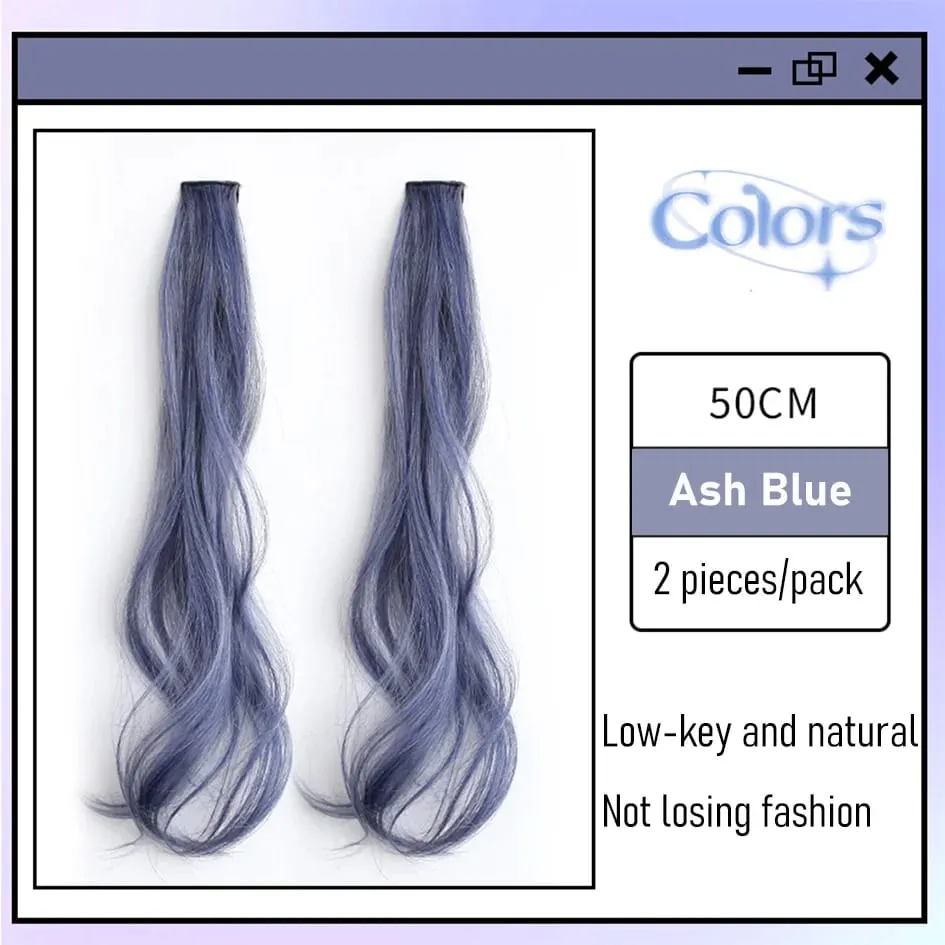 สังเคราะห์ 2 ชิ้น/เซ็ต 50 ซม.สี CURLY Hair Extensions Water WAVE สีชมพู/สีฟ้า/สีม่วงฮาโลวีน/คริสต์มาสวิกผม — image 10