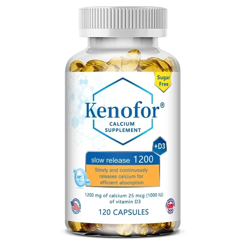 Supplément de calcium à libération prolongée de 1 200 mg avec vitamine D3 pour soutenir la santé des os musculaires et du système digestif