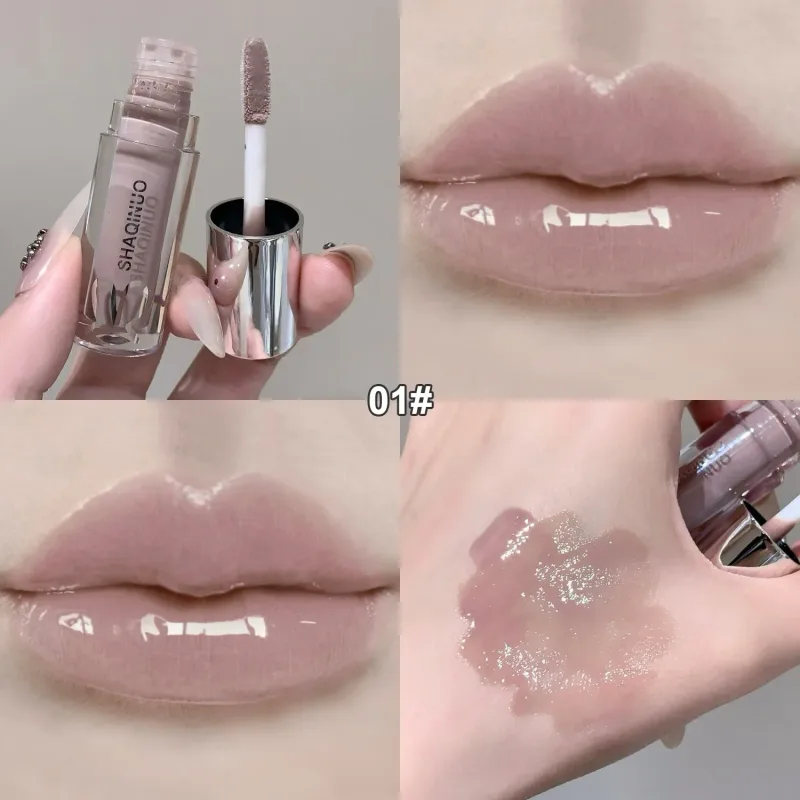 NOWY Woda Szkliwione Lustro Błyszczyk Makijaż Kryształowy Nude Galaretki Nawilżający Lip Glaze Długotrwały Czarny Płynny Szminka Kosmetyki — image 8