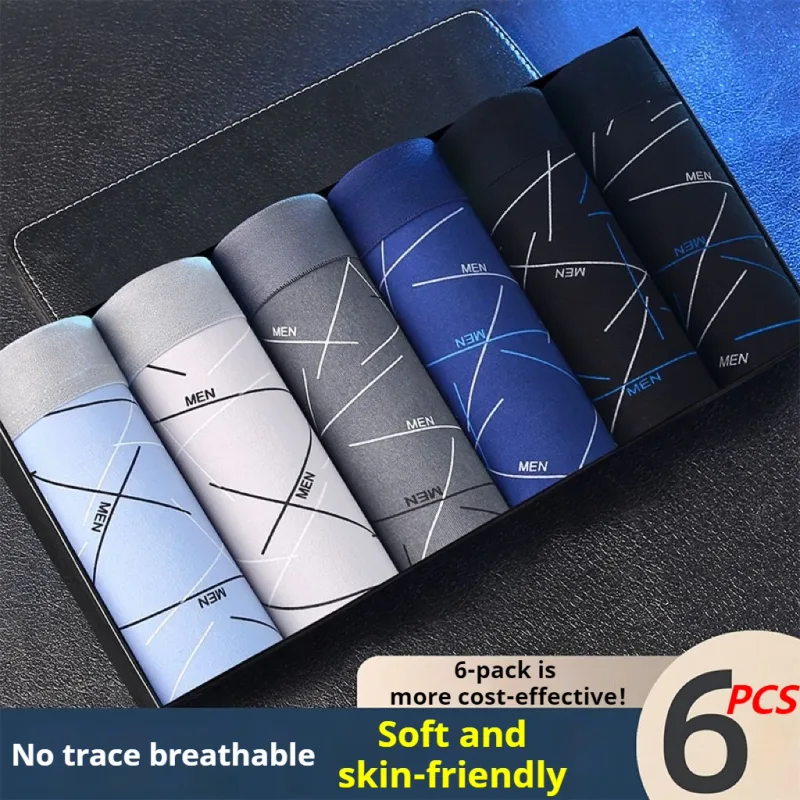 6Pcs Men's Sexy Underwear Boxers Mens Short Soft Comfortable Breathable Fashion Antibacterial Trunks Fitness Running Man Shorts — image 1