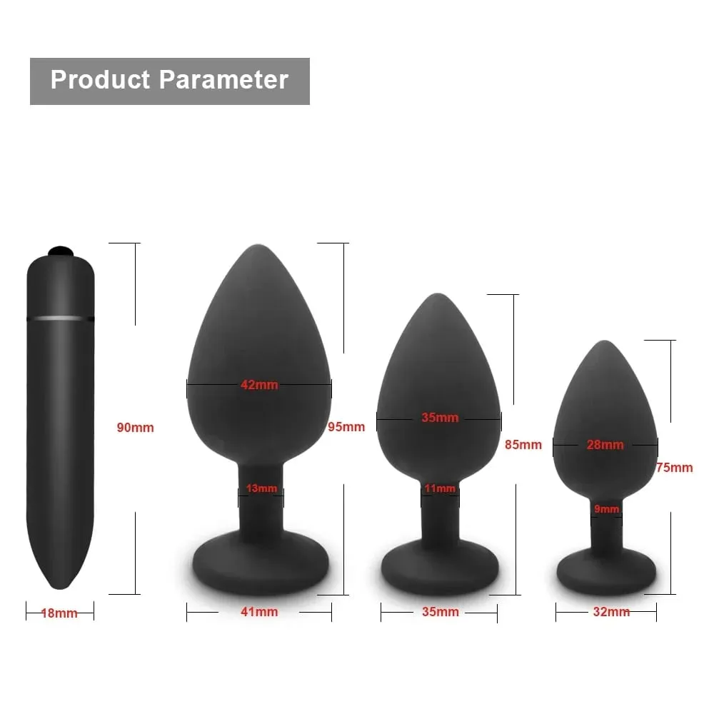 4pcs ซิลิโคน Anal Plug MINI เร้าอารมณ์ Bullet Vibrator BUTT Plug เพศของเล่นสำหรับผู้ชายผู้หญิงเกย์คู่ Anal prostate Stimulator — image 2