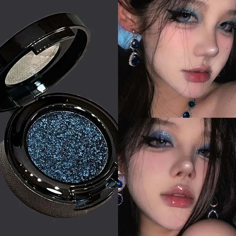 Metallic Glitter Black Blue Eyeshadow Ungu Hijau Metallic Highlighter Eyeshadow Diamond Tahan Lama Solek Mata Wanita Kosmetik — image 2