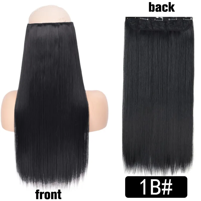 Long Straight Curly One Piece 5clips Clip-in Extensions 22Inch Heat Resistant Hairstyles Colour Mix Blonde Hair Piece For Women — image 78