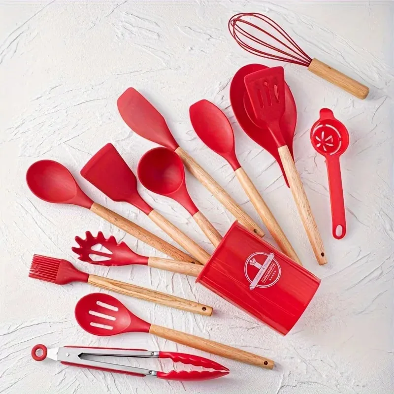 Ensemble d'ustensiles en silicone 14 pièces avec support en plastique — image 11