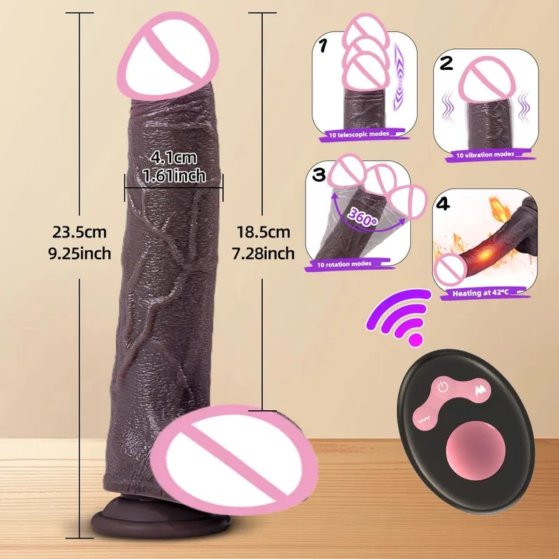 Telescopic Vibrator Dildo Heating Realistic Big Penis Female Vagina Massager Anal Plug Masturbator Sexy Adult Sex Toys For Women — image 17
