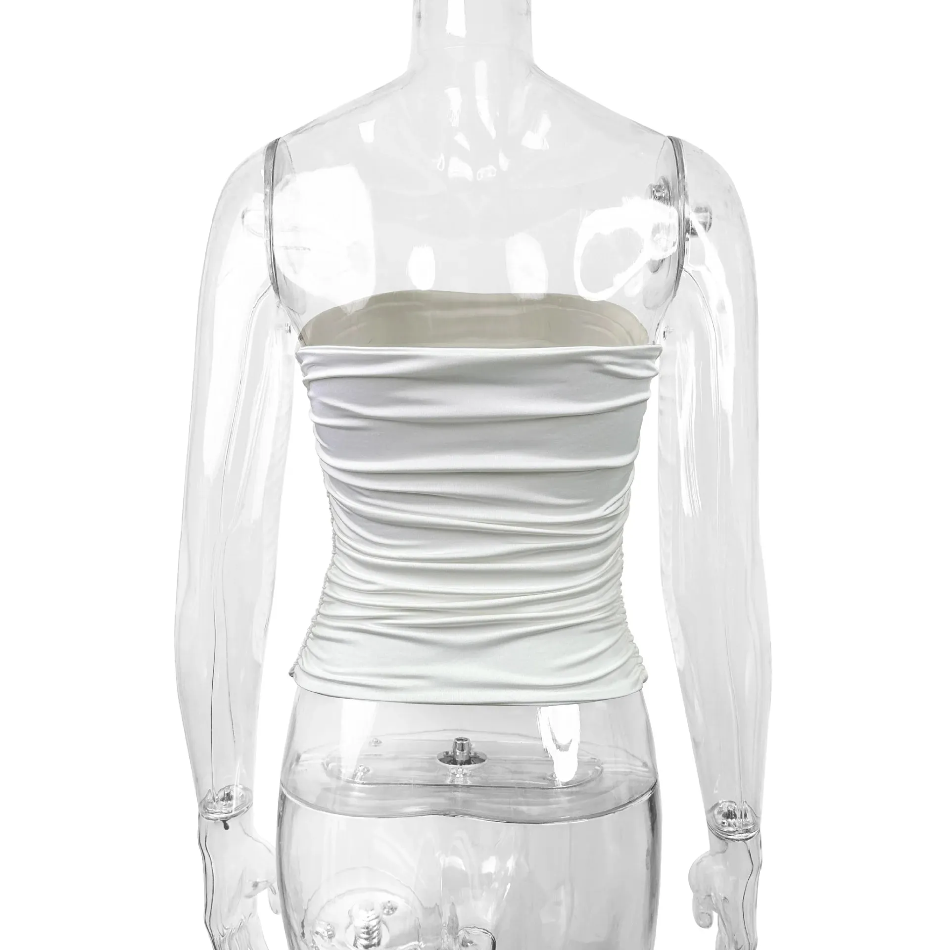 เซ็กซี่สีทึบปิดไหล่ Tank Top ผู้หญิงแขนกุด Bare Midriff Halter Crop Tops หญิง Tube Top Cropped Vest — image 8