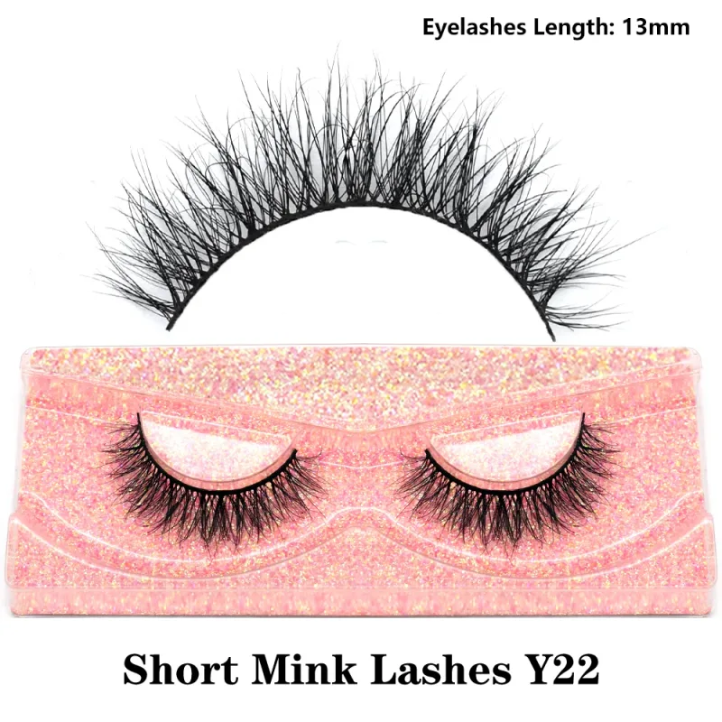 Mink จริงปุยสั้น Eye Lashes Extension Wispy นุ่มธรรมชาติขนตาปลอมสั้นสวมใส่ทุกวัน Full Strip Lashes แต่งหน้า — image 29
