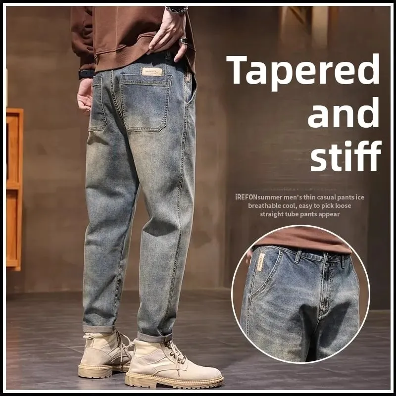 Frühling Sommer Neue Retro männer Jeans Gerade Bein Elastische Casual Vielseitig Klassische Mid-Rise Lange Hosen Bequeme Passform — image 8