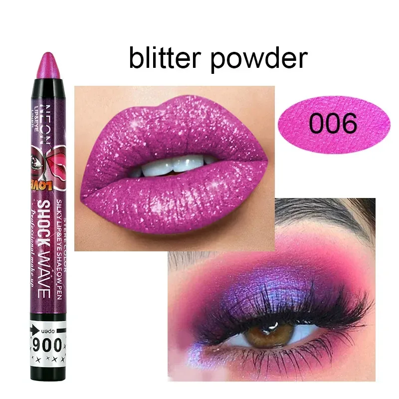2 In 1 Eyeshadow Lipstick Stick Pencil Waterproof Glitter Matte Eye Shadow Makeup Pigment Eyeshadow Pen