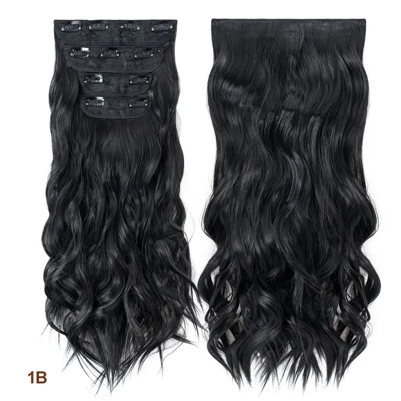 4 pièces ensemble pince dans les Extensions de cheveux mettre en évidence ondulé bouclés longs postiches synthétiques pour les femmes 22 pouces 180g pinces à cheveux cheveux — image 8